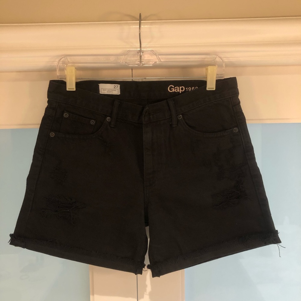Gap distressed black denim shorts